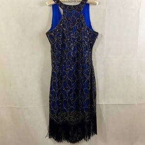 IJI Fashion Paisley Sequins Tassel Dress NWT
